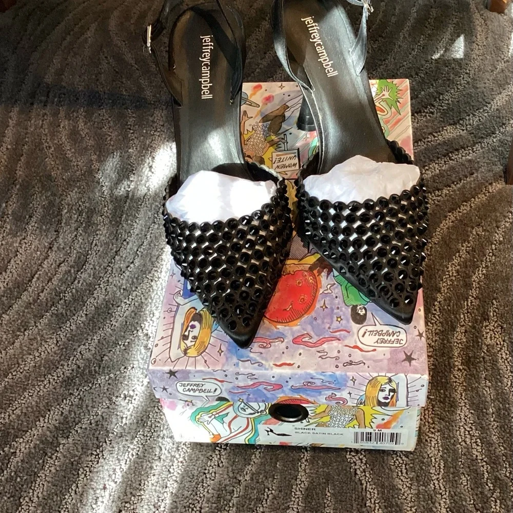 Jeffrey Campbell Shiner Slingback Rhinestone pointed toe pump size 9 Worn 1x - Picture 7 of 15